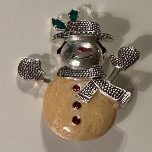Kenneth Cole Christmas Holiday Snowman Brooch Pin